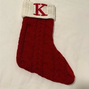 Festive Red Cable Knit Christmas Stocking with Monogram
